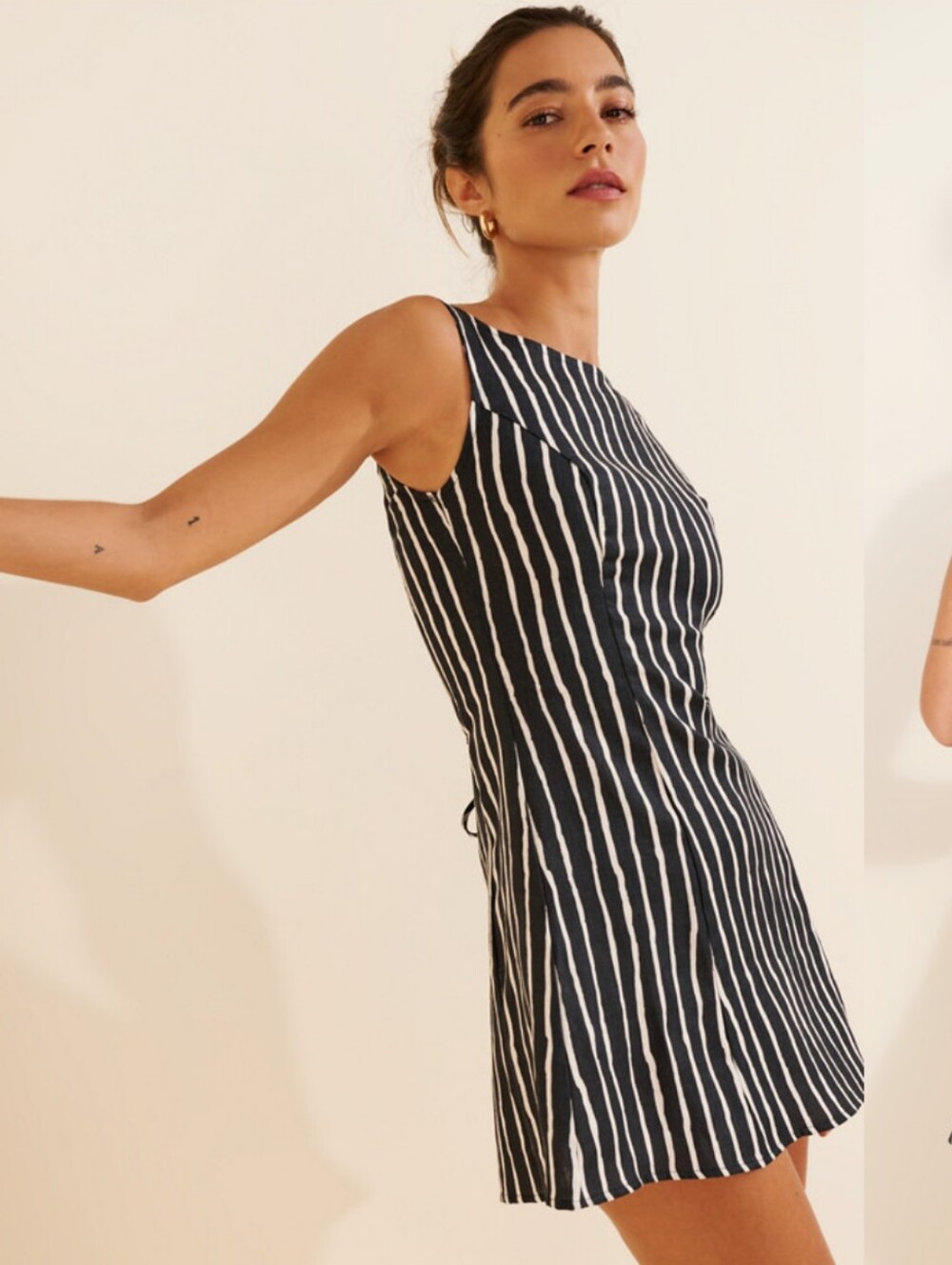 Striped Sleeveless Black & White Dress